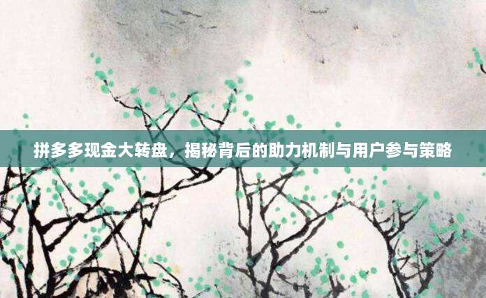 拼多多现金大转盘,揭秘背后的助力机制与用户参与策略