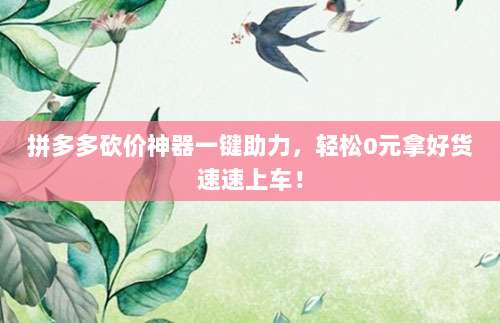 拼多多砍价神器一键助力,轻松0元拿好货速速上车!