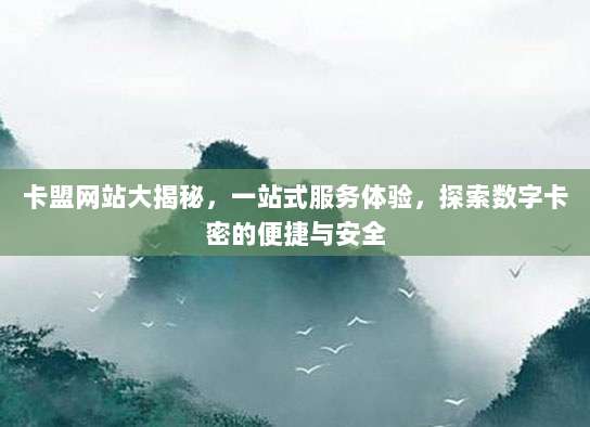 卡盟网站大揭秘,一站式服务体验,探索数字卡密的便捷与安全