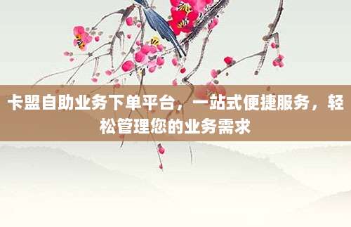 卡盟自助业务下单平台，一站式便捷服务，轻松管理您的业务需求